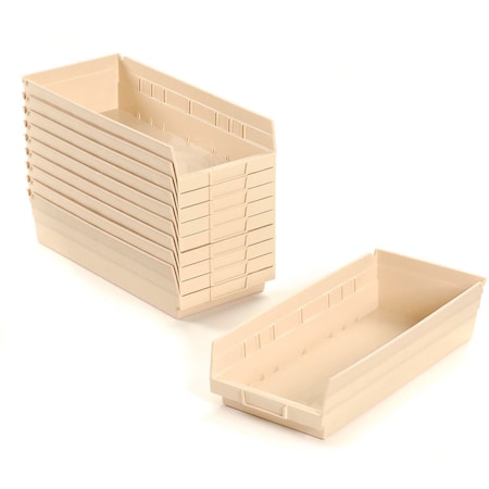 Global Industrial Shelf Storage Bin, Polypropylene, Tan, 4 in H, 6-5/8 in W 184840BG